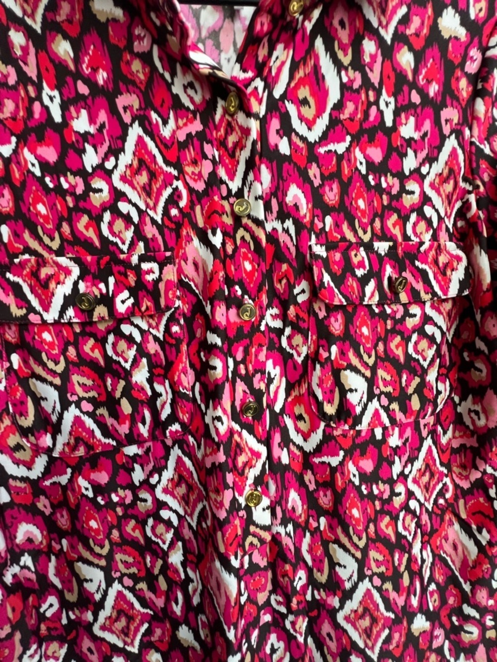 Jude Connally Sloane Pink Ikat Collared Shirt Dress Small Button Down Jude Cloth - Picture 6 of 12